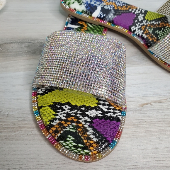 New! Gia Multi Snake Rhinestone Slides - Picture 6 of 7
